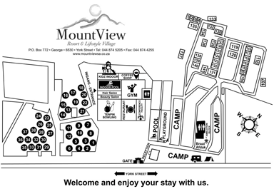 Click map for larger image. George map accommodation Lifestyle Resort Self catering chalets tents